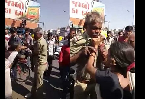 வீடியோ: குடிபோதையில் சில்மிஷம் போலீஸ் அதிகாரியை அடித்து உதைத்து நடுரோட்டில் இழுத்து சென்ற பெண்