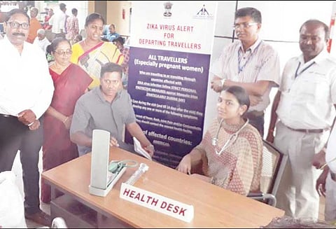 திருச்சி விமான நிலையத்தில் ஜிகா வைரஸ் காய்ச்சலுக்கான பரிசோதனை முகாம்