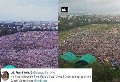 லாலு வெளியிட்ட பாட்னா பொதுக்கூட்டம் தொடர்பான புகைப்படம் எடிட் செய்யப்பட்டது?