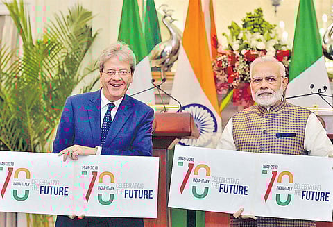 இத்தாலி பிரதமருடன் மோடி பேச்சுவார்த்தை 6 ஒப்பந்தங்கள் கையெழுத்து