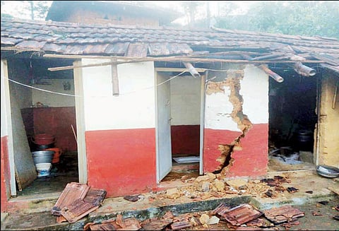 கூடலூர் அருகே வீட்டை சேதப்படுத்திய காட்டு யானைகள்