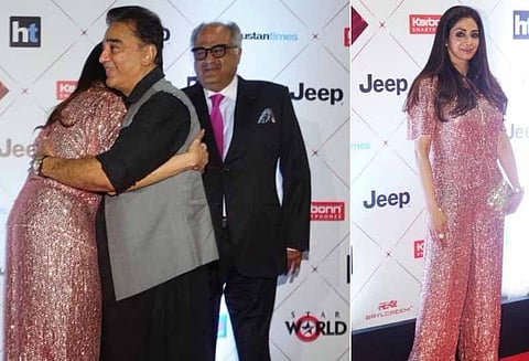 ஸ்ரீதேவியிடம் விருது பெற்ற கமல்ஹாசன் மலரும் நினைவில் மூழ்கினார்