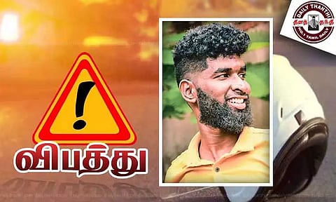 டிப்பர் லாரி மோதி வாலிபர் சாவு - பெண் படுகாயம்