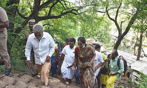 வெள்ளியங்கிரி கோவிலில் மலைப்பாதை அமைப்பது குறித்து அமைச்சர் சேகர்பாபு ஆய்வு