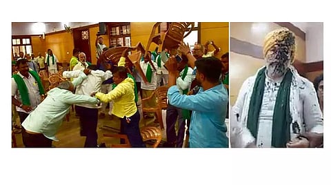 பெங்களூருவில் பாரதிய விவசாயிகள் சங்க தலைவரை தாக்கி, கருப்பு மை பூச்சு