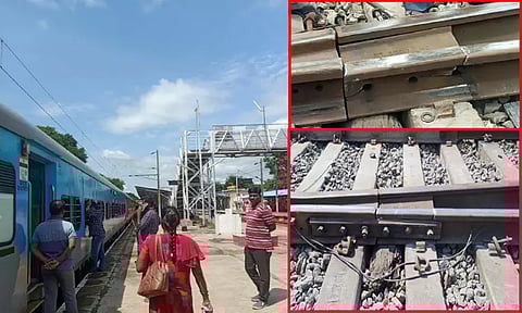 வாணியம்பாடியில் தண்டவாளத்தில் திடீர் விரிசல் - கோவை, பெங்களூர் ரெயில்கள் நடுவழியில் நிறுத்தம்