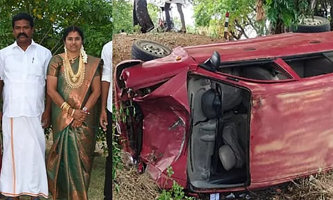 கோவிலுக்கு சென்று திரும்பிய போது நேர்ந்த சோகம்..! கார் மரத்தில் மோதியதில் பெண் பலி