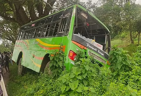 தனியார் பஸ் மரத்தில் மோதி விபத்து; பயணிகள் படுகாயம்