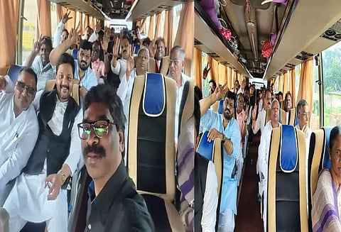 ஜார்கண்ட் முதல்-மந்திரி தகுதியிழப்பு விவகாரம் : எம்.எல்.ஏ.க்களுடன் ஜார்கண்ட் முதல்-மந்திரி சுற்றுலா