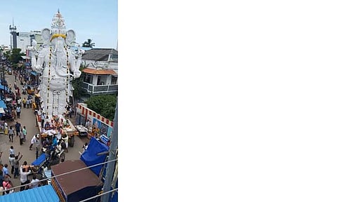 32 அடி உயர விநாயகர் சிலை வெள்ளோட்டம்