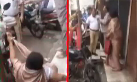 கடை முன் கம்பம் நட எதிர்ப்பு; பெண்ணை அறைந்து, தாக்கிய கட்சி தலைவர்: வைரலான வீடியோ