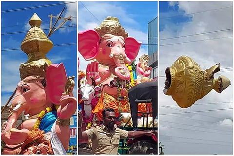 சின்னமனூரில் தடையை மீறி வைத்த விநாயகர் சிலை அகற்றம்