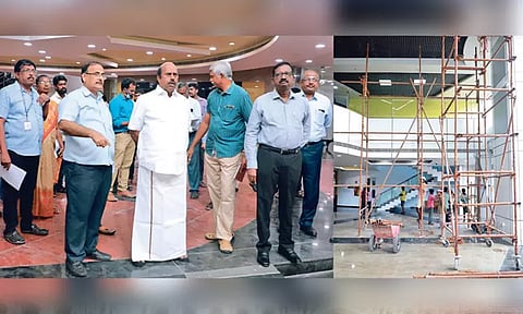 அண்ணா நூற்றாண்டு நூலக புனரமைப்பு பணிகள் இம்மாத இறுதியில் முடியும் - ஆய்வு செய்த அமைச்சர் எ.வ.வேலு தகவல்