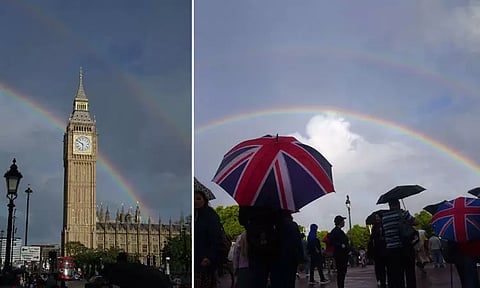 ராணி எலிசபெத் மறைவு..! வானில் தோன்றிய அதிசயம் இரட்டை வானவில்...!