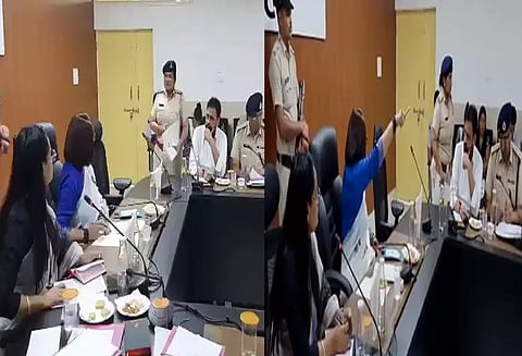மகளிர் ஆணைய தலைவி, பெண் போலீஸ் அதிகாரி இடையே மோதல்; ஆலோசனை கூட்டத்தில் பரபரப்பு