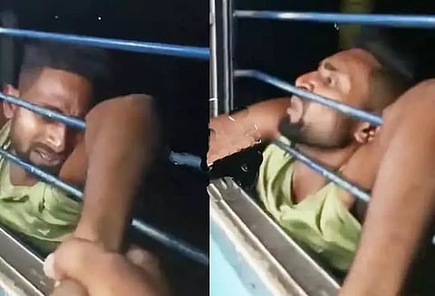 ரெயிலில் மொபைல் பறிக்க முயன்ற திருடன் கையை பிடித்து கொண்டு 15 கி.மீ. தூரம் ஜன்னலில் தொங்கவிட்ட பயணிகள்