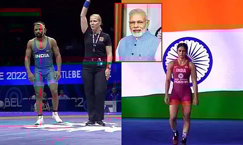 உலக மல்யுத்த சாம்பியன்ஷிப் போட்டி: பதக்கம் வென்ற பஜ்ரங், போகத்துக்கு பிரதமர் மோடி வாழ்த்து