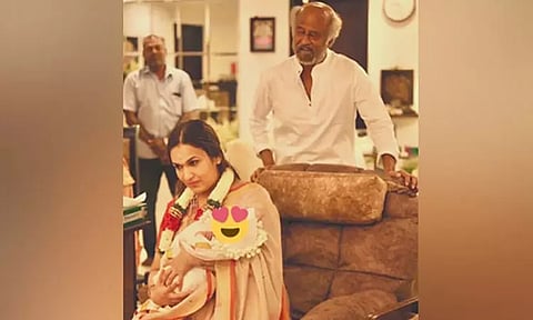 புது பேரனுடன் கெத்தாக நிற்கும் ரஜினிகாந்த் - சமூக வலைதளங்களில் வைரல்...!