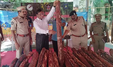 திருப்பதி: ரூ.50 லட்சம் மதிப்பிலான செம்மரக்கட்டைகள் பறிமுதல் - 13 பேர் கைது