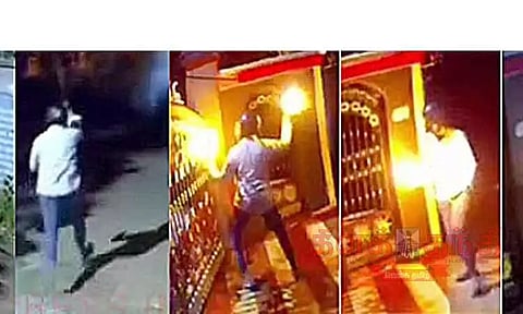 தொழிலதிபர் வீட்டில் பெட்ரோல் குண்டுகள் வீச்சு