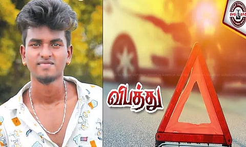 லாரி சக்கரத்தில் சிக்கி பிளஸ்-2 மாணவர் பலி