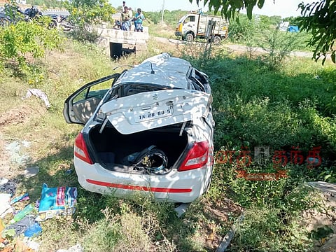 கால்வாய்க்குள் கார் பாய்ந்து இளம்பெண்-கைக்குழந்தை பலி