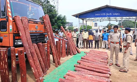 சித்தூர்: ஒரு கோடி மதிப்பிலான 122 செம்மரக்கட்டைகள் பறிமுதல் - 8 பேர் கைது