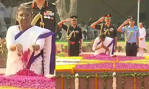 மகாத்மா காந்தி நினைவிடத்தில் ஜனாதிபதி திரவுபதி முர்மு மரியாதை