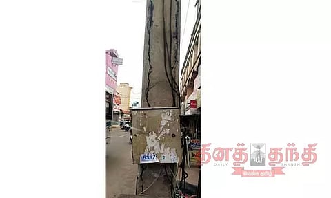 ஆபத்தான மின்கம்பத்தை மாற்ற வேண்டும்