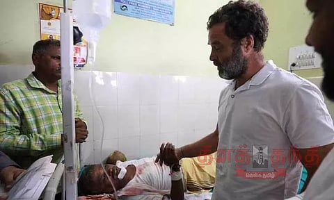 மின்சாரம் தாக்கி படுகாயம் அடைந்த காங்கிரஸ் தொண்டர்களுக்கு ராகுல்காந்தி நேரில் ஆறுதல்