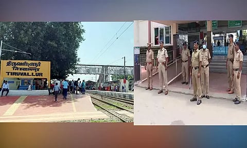 திருவள்ளூர் ரெயில் நிலையத்தில் ரெயிலில் தொங்கியபடி கலாட்டா; கல்லூரி மாணவர்கள் 2 பேர் கைது