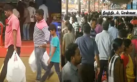 சென்னை தீவுத்திடலில் அமைக்கப்பட்டுள்ள பட்டாசு கடைகள் - சூடுபிடிக்கும் தீபாவளி விற்பனை