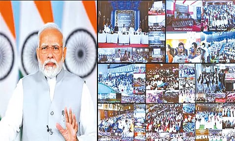 தீபாவளி பரிசாக 75 ஆயிரம் பேர் பணி நியமனம்: மத்திய அரசில் 10 லட்சம் பேருக்கு வேலை; பிரதமர் மோடி 'மெகா' திட்டத்தை தொடங்கினார்