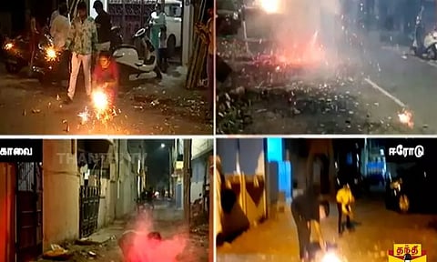 தமிழகம் முழுவதும் பட்டாசுகளை வெடித்து தீபாவளியை கொண்டாடிய பொதுமக்கள்...!