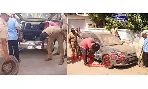 திருச்சியில் கேட்பாரற்று நின்ற கார்களில் வெடிகுண்டு சோதனை