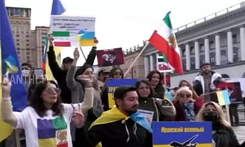 ஈரான் அரசு ரஷியாவுக்கு போரில் உதவுவதாக குற்றச்சாட்டு - உக்ரைனில் வாழும் ஈரானியர்கள் போராட்டம்