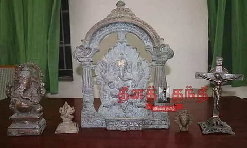வீட்டில் பதுக்கி வைத்திருந்த 5 பழங்கால சிலைகள் மீட்பு