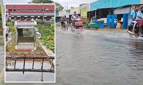 திருவொற்றியூரில் ரெயில்வே சுரங்கப்பாதையில் மழைநீர் தேங்கியதால் 30 கிராமங்கள் துண்டிப்பு