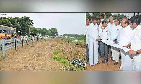 சென்னை-திருத்தணி-ரேணிகுண்டா சாலையில் 6 வழி ரெயில்வே மேம்பாலம்; அமைச்சர் எ.வ.வேலு ஆய்வு