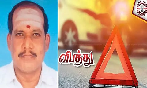 மீஞ்சூர் வெளிவட்ட சாலையில் மோட்டார் சைக்கிள்-கன்டெய்னர் லாரி மோதல்; கோவில் பூசாரி பலி
