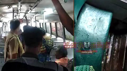 சத்தியமங்கலத்தில் இருந்து பண்ணாரி செல்லும் அரசு பஸ்சில் மழைநீர் ஒழுகும் வீடியோ வைரல்- தகுதி சான்றை ரத்து செய்து அதிகாரி நடவடிக்கை