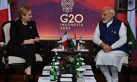 ஜி-20 மாநாடு: இத்தாலி பிரதமர் மெலோனியுடன் மோடி சந்திப்பு