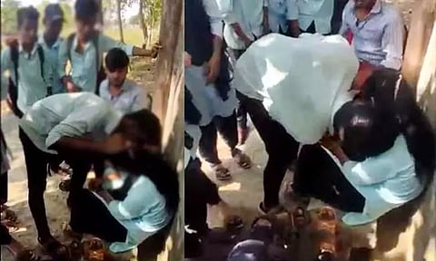 ராகிங் கொடுமை ஐ லவ் யூ என கூறி மாணவியை முத்தமிடும் மாணவர்