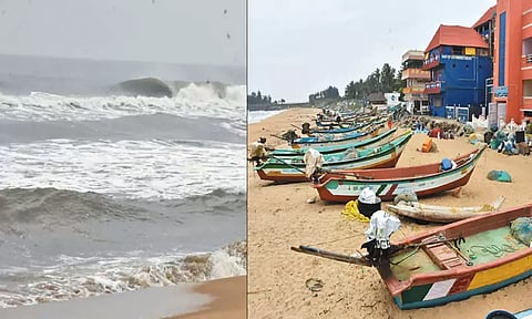 மாமல்லபுரத்தில் பலத்த கடல் சீற்றம்; மீனவர்கள் கடலுக்கு செல்லவில்லை