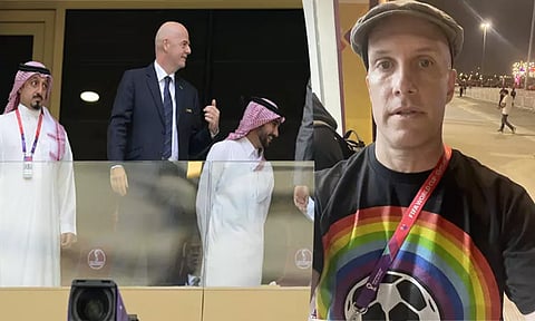 உலகக்கோப்பை கால்பந்து: 'வானவில் நிற டிசர்ட்' அணிந்ததால் மைதானத்திற்கு நுழைய அனுமதி மறுப்பு