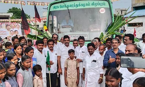 உ.செல்லூர்-உளுந்தூர்பேட்டை இடையே அரசு பஸ் சேவை மணிக்கண்ணன் எம்.எல்.ஏ. தொடங்கி வைத்தார்