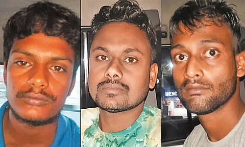 போலீஸ் போல் நடித்து ரூ.5 லட்சம் கேட்டு வியாபாரி காரில் கடத்தல் - திரிபுரா மாநிலத்தைச் சேர்ந்த 3 பேர் கைது