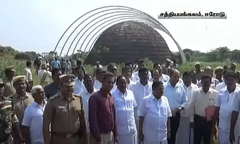 சத்தியமங்கலத்தில் கட்டப்பட்டு வரும் பழங்குடியினர் அருங்காட்சியகம் - அமைச்சர் ராமச்சந்திரன் நேரில் ஆய்வு