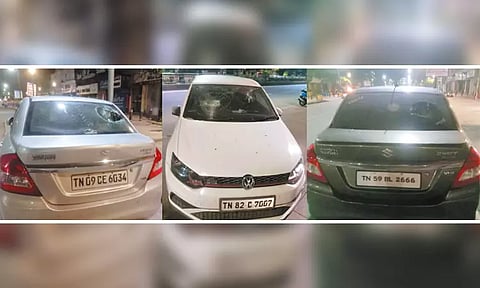 மோட்டார் சைக்கிளை போலீசார் பறிமுதல் செய்ததால் ஆத்திரம்: மது போதையில் 10 கார் கண்ணாடிகளை உடைத்த 2 வாலிபர்கள் கைது