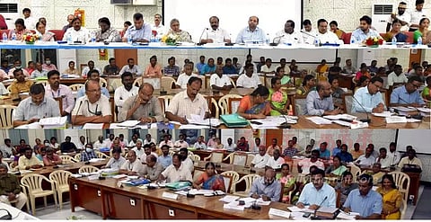 ஈரோட்டில் ஊரக வளர்ச்சித்துறை ஆய்வு கூட்டம்- அமைச்சர் பெரியகருப்பன் தலைமையில் நடந்தது